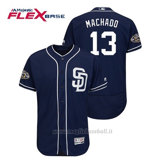 Maglia Baseball Uomo San Diego Padres Manny Machado Flex Base 50th Aniversario Alternato Blu